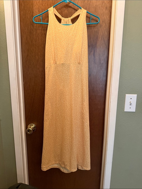 Prana Dresses & Skirts - Prana Yellow Midi Dress with Subtle Dot Print